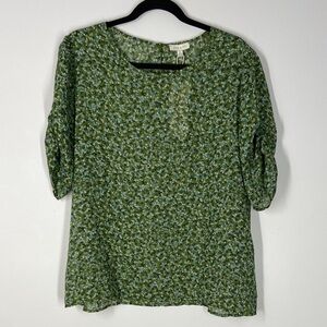 Alex & Lili Elegant Green Floral Blouse XL